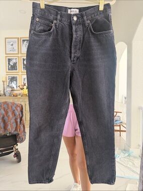 Agolde Washed Black High-Waist Skinny Jeans